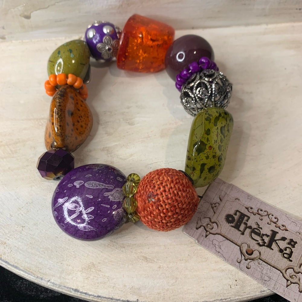 Vibrant Orange and Purple Beaded Jewelry